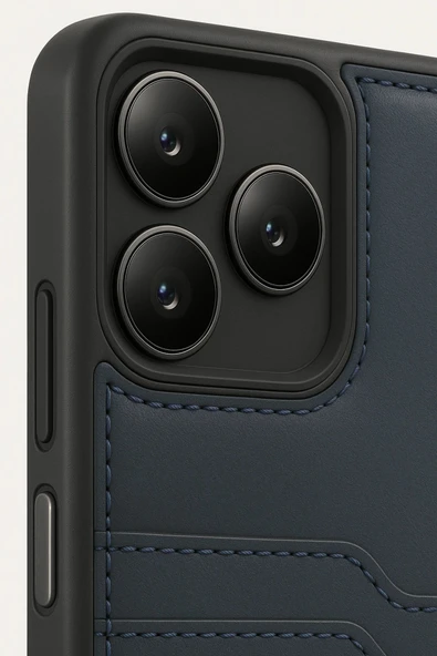Realme Note 50 4G Kılıf Sara Kartvizitli Deri Kılıf - Lacivert - 3