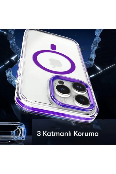 iPhone 15 Pro Bella Magsafe Kapak - Gri - 5