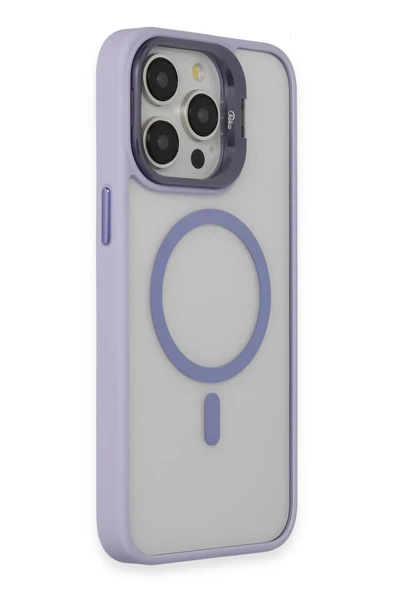 iPhone 15 Pro Max Kılıf Roblox Lens Magsafe Standlı Kapak - Lila - 2