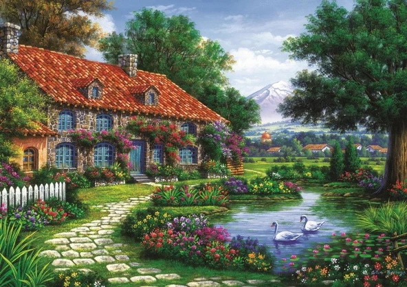 Art 1500 Parça Kuğulu Bahçe Puzzle - 4551