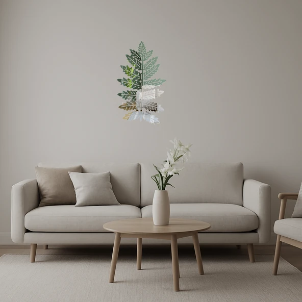 Minimalist Yaprak Tasarımlı  İç Mekan Aynalı Tablo - 1