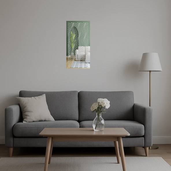 Minimal Çiçek Motifli  Aynalı Tablo - 4