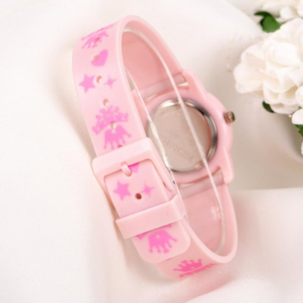 Çocuk Kol Saati Silikon Kordon Kız Çocuk Prenses Tacı Analog 6-13 Yaş ST-304016 - 2