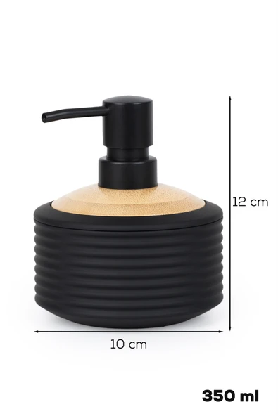 Porsima 3152 Banyo ve Mutfak Sıvı Sabunluk 350ML Siyah-Ahşap - 3