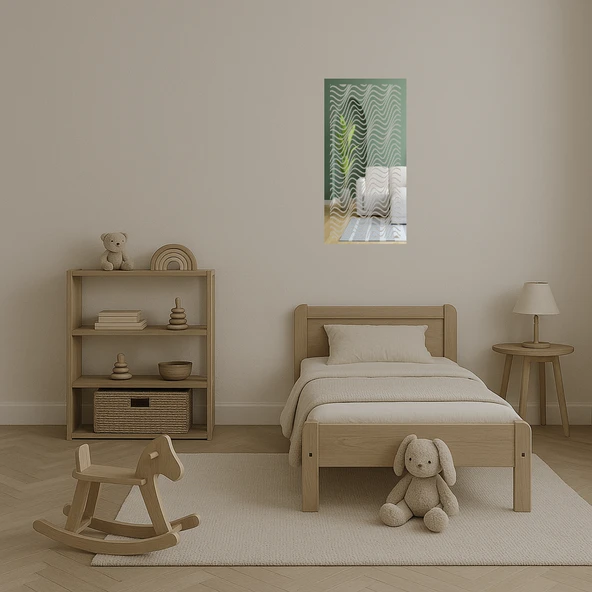 Minimal Çiçek Motifli  Aynalı Tablo - 2