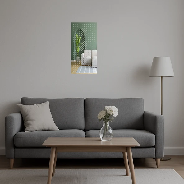 Modern Çiçek Desenli  Dekoratif Duvar Aynalı Tablosu - 5