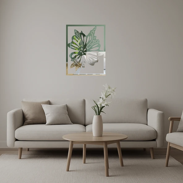 Kış Çiçeği Desenli Dekoratif Aynalı Tablo - 1