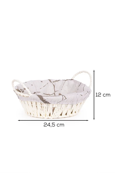 Porsima Mio-020 Hasır Görünümlü Kulplu Yuvarlak Ekmek Sepeti Beyaz 24,5cm - Resim 4