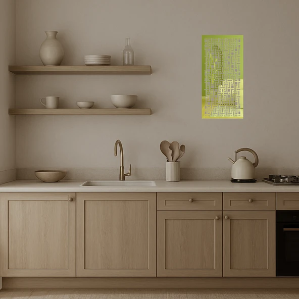Modern Çiçek Desenli Dekoratif Altın Aynalı Tablo - 4