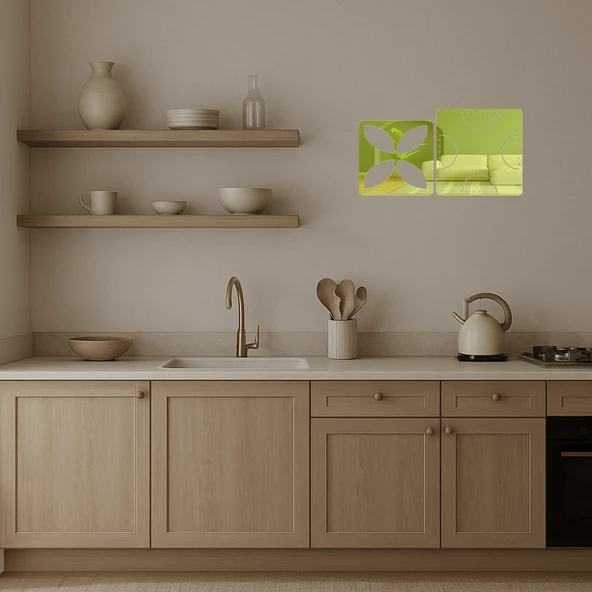 Minimalist Doğa  Altın Aynalı Tablo - 3