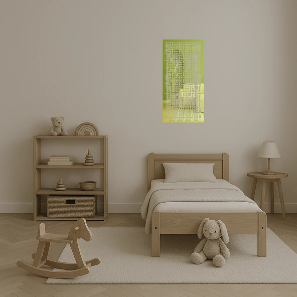 Modern Çiçek Desenli Dekoratif Altın Aynalı Tablo - 1