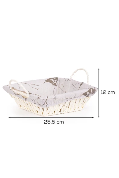 Porsima Mio-021 Hasır Görünümlü Kulplu Kare Ekmek Sepeti Beyaz 25,5cm - Resim 4
