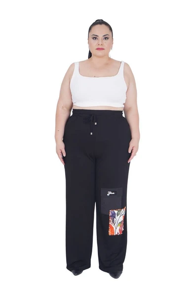 Kadın Büyük Beden Siyah Alt Üst İkili Ekstra Battal Takım - Resim 4