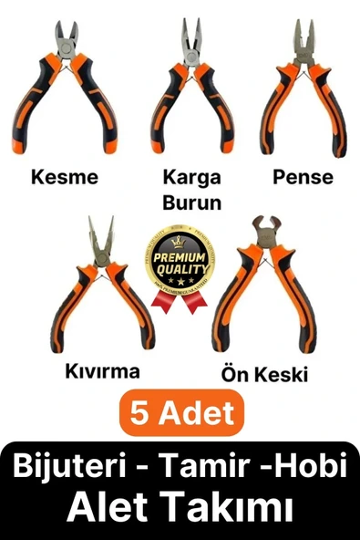 Profesyonel Bijuteri Set Dayanıklı Kıvırma Kesme Pense Yan Keski Karga Burun Hobi Alet Takımı 5 Adet - 1
