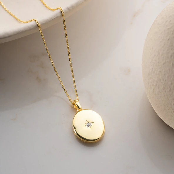 Vaoov 925 Ayar Gümüş Fotoğraflık Oval Kapaklı Açılır Kapanır Kolye - Resim 4