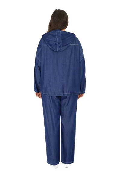 Kadın Büyük Beden Alt Üst İnce Kot İkili Takım - Resim 3