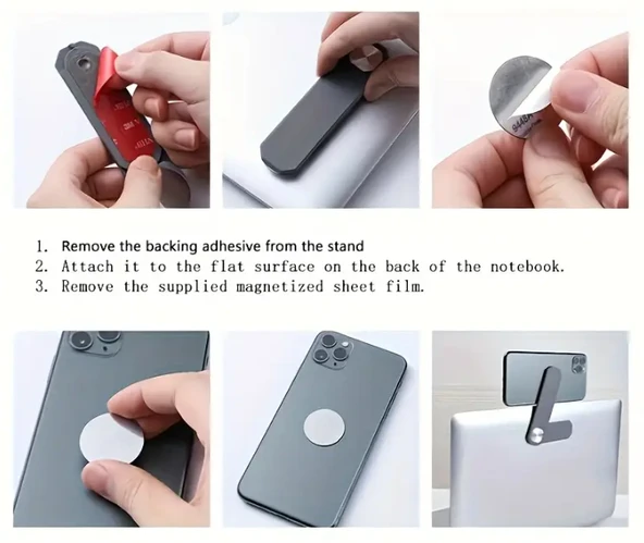 Manyetik Telefon Tutuculu Çift Ekranlı Laptop Standı - Resim 4