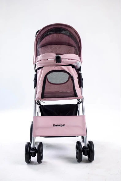 Zampa Favorite Pembe Kedi Köpek Arabası - Katlanabilir, Süspansiyonlu Tekerlekli, 15 KG - 3