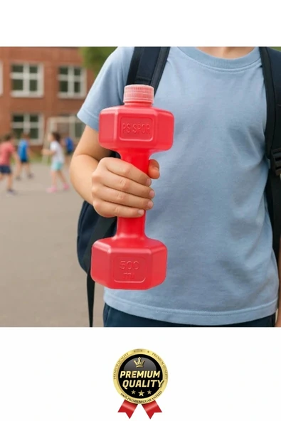 Özel Üretim Fitness Spor Okul Koşu Bpa İçermeyen Plastik Matara Günlük Pembe Dambıl Suluk 500 ml - 3