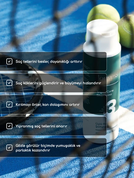 Louvess Üçlü Bakım Şampuanı ( Biotin, Keratin ve Kafein İle Güçlendirilmiş Saç Bakım Şampuanı 400 ML ) - 3