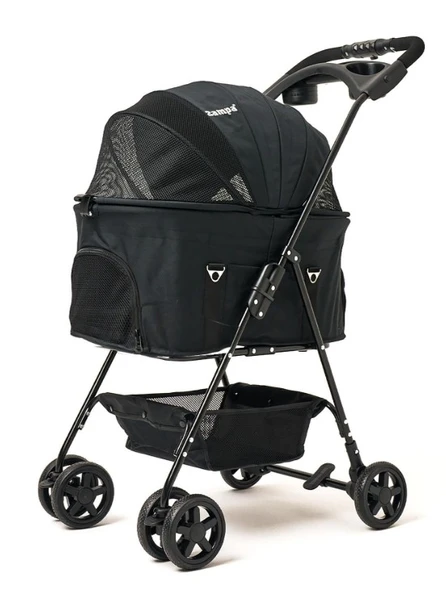 Zampa Norris Siyah Kedi Köpek Arabası - Katlanabilir, Şık ve Konforlu Taşıma SP02FL-B