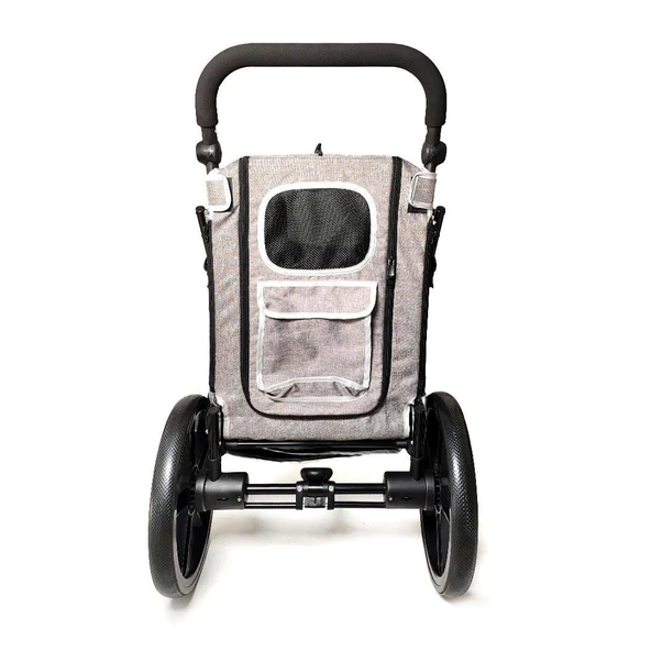 Zampa Alonso Kedi Köpek Arabası Gri BL06AL-G - Katlanabilir Evcil Hayvan Taşıma Arabası (35 kg) - 5