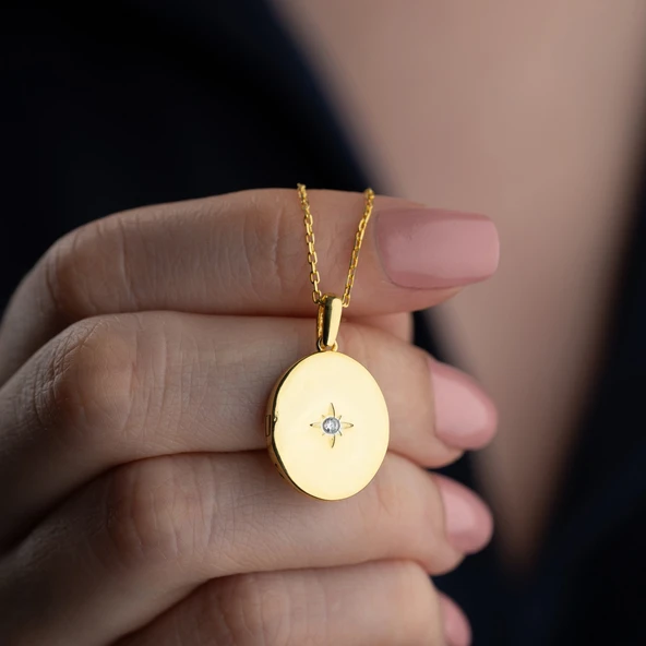 Vaoov 925 Ayar Gümüş Fotoğraflık Oval Kapaklı Açılır Kapanır Kolye - Resim 2