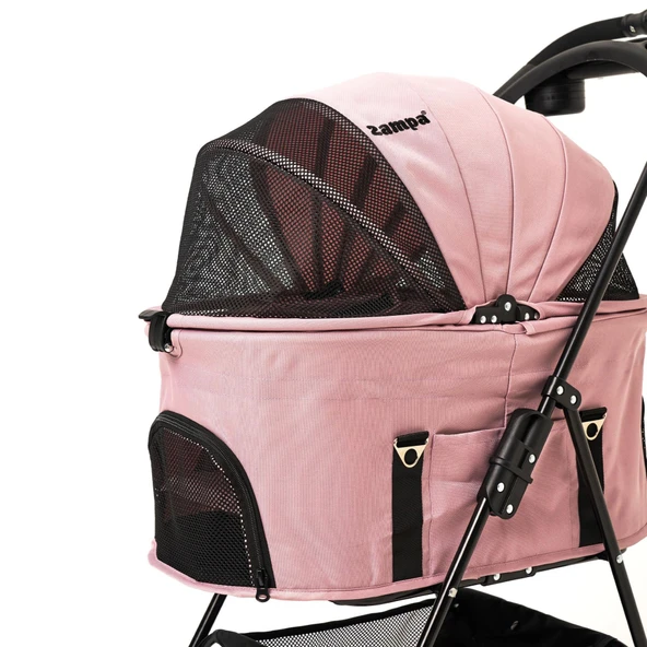 Zampa Norris Pembe Kedi Köpek Arabası - Katlanabilir, Konforlu ve Güvenli Taşıma SP02FL-P - 4