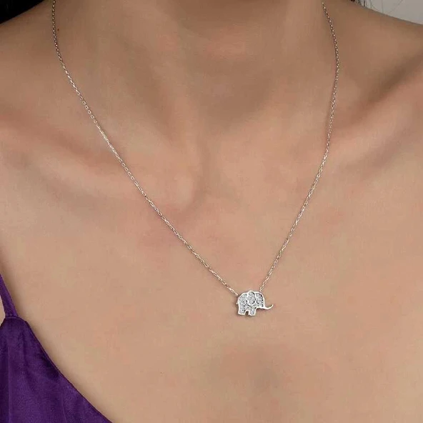 Supertrend Swa Taşlı Gümüş Fil Bayan Kolye - Resim 2