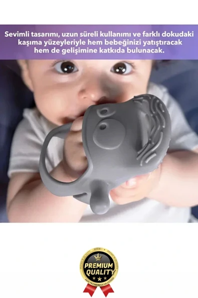 Eğlenceli Yumuşak Esnek Bpa İçermeyen Diş Çıkarma Dönemi Kaşıma Silikon Mavi Bebek Diş Kaşıyıcı - 7