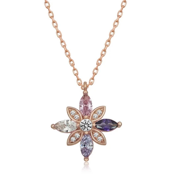 Supertrend Gümüş Rose Mix Taşlı Umut Çiçeği Kolye ürün görseli