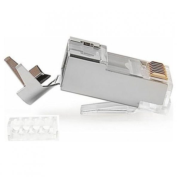 PrimeX Q-J7100M Cat7 Metal Konnektör Rj45 CAT7 Jack + Ayraç 100 lü Paket - 8