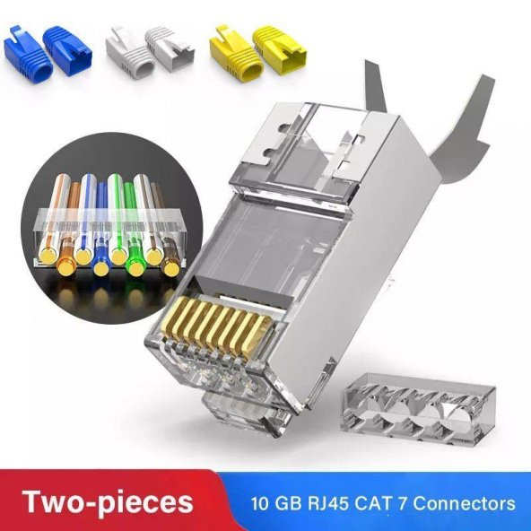 PrimeX Q-J710M Cat7 Metal Konnektör Rj45 CAT7 Jack + Ayraç 10luk Paket - 2