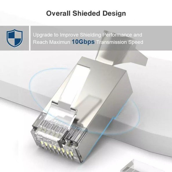 PrimeX Q-J710M Cat7 Metal Konnektör Rj45 CAT7 Jack + Ayraç 10luk Paket - 5