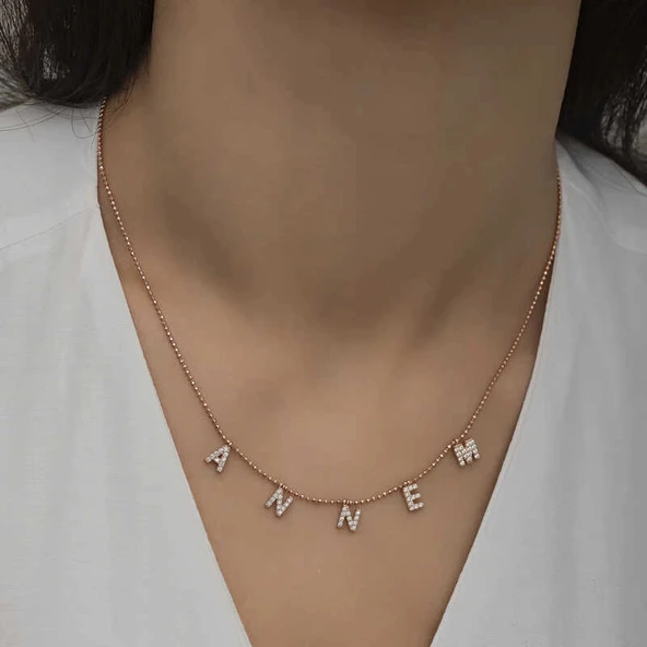 Supertrend ​gümüş Rose Annem Yazılı Bayan Kolye - Resim 5