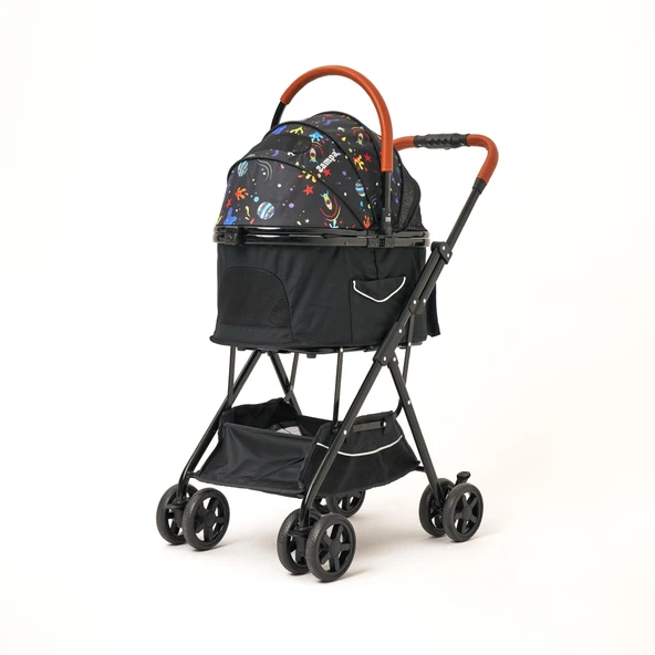 Zampa Bottas Siyah Kedi Köpek Arabası - Katlanabilir, Konforlu ve Güvenli Taşıma