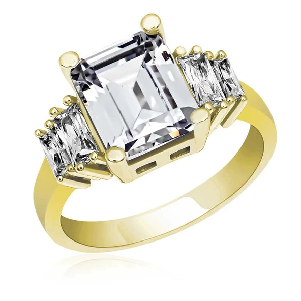 Supertrend Gümüş Gold Baget Taşlı Bayan Yüzük ürün görseli