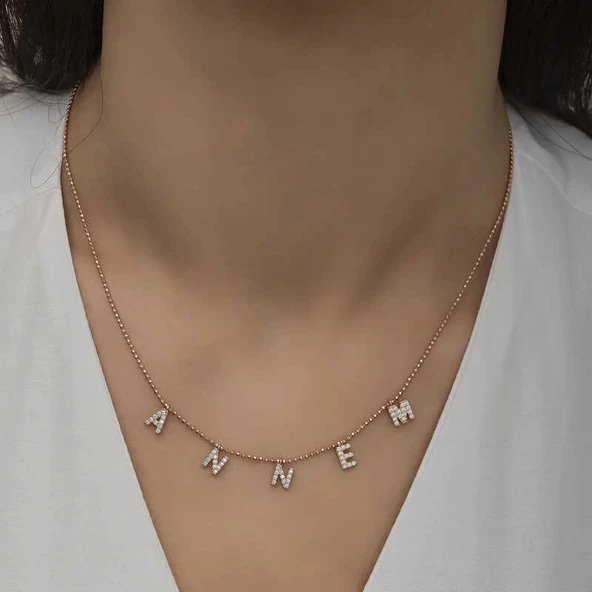 Supertrend ​gümüş Rose Annem Yazılı Bayan Kolye - Resim 3