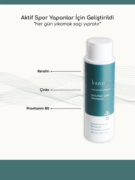 Louvess Dökülme Karşıtı Şampuan (Keratin, Çinko ve Provitamin B5 ile Güçlendirilmiş Formül 400 ML) - 4