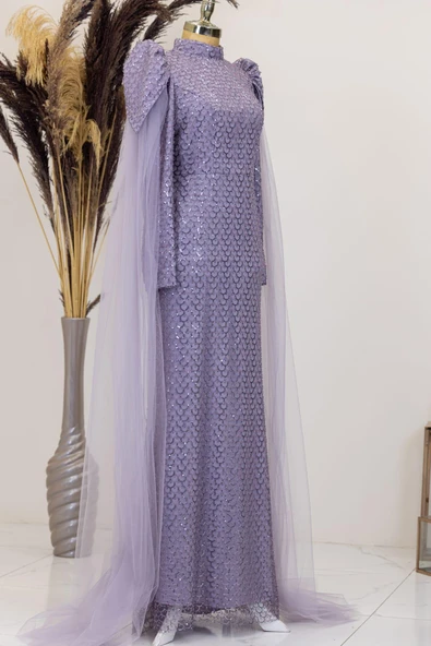 Asil Tesettür Abiye Lila - Resim 3