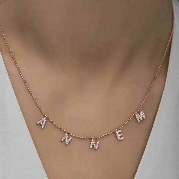 Supertrend ​gümüş Rose Annem Yazılı Bayan Kolye - Resim 2