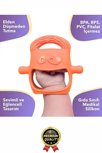Eğlenceli Yumuşak Esnek Bpa İçermeyen Diş Çıkarma Dönemi Kaşıma Silikon Mavi Bebek Diş Kaşıyıcı - 6