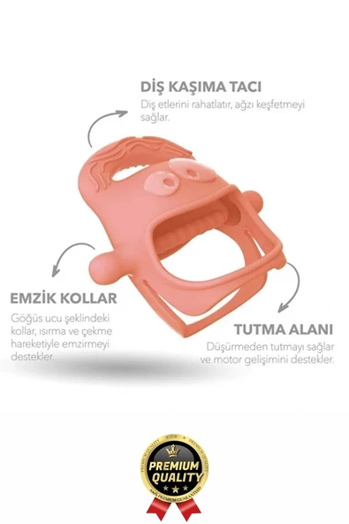 Eğlenceli Yumuşak Esnek Bpa İçermeyen Diş Çıkarma Dönemi Kaşıma Silikon Pembe Bebek Diş Kaşıyıcı - 3