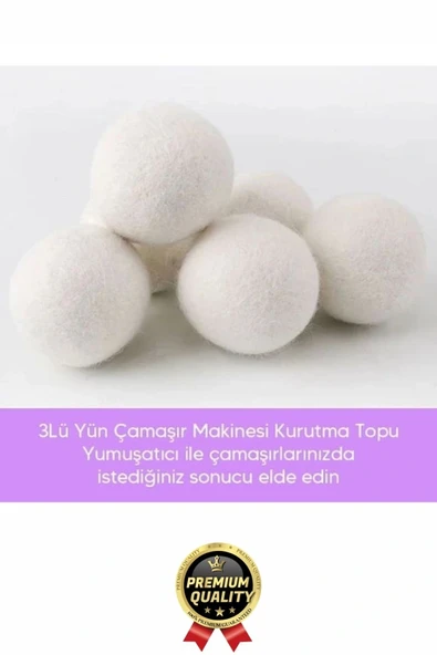 Sürtünme Engellen Kırışıklık Azaltıcı Çabuk Kuruma Yün Çamaşır Makinesi Kurutma Topu Yumuşatıcı 3'lü - 5