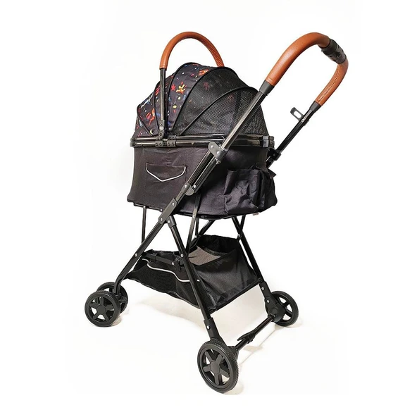 Zampa Bottas Siyah Kedi Köpek Arabası - Katlanabilir, Konforlu ve Güvenli Taşıma - 3