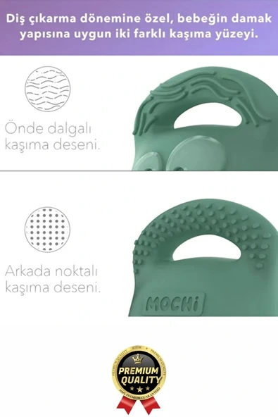 Eğlenceli Yumuşak Esnek Bpa İçermeyen Diş Çıkarma Dönemi Kaşıma Silikon Yeşil Bebek Diş Kaşıyıcı - 5