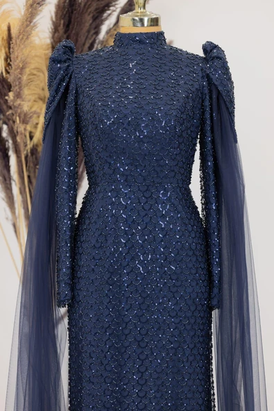 Asil Tesettür Abiye Lacivert - Resim 2