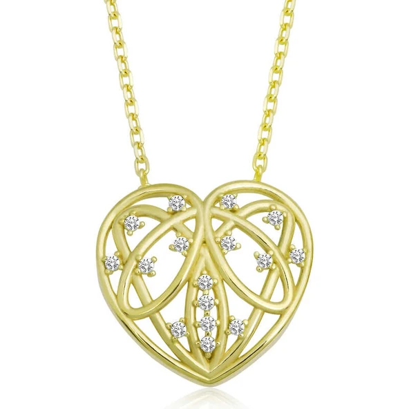 Supertrend Gümüş Gold Bombeli Kalp Kadın Kolye ürün görseli