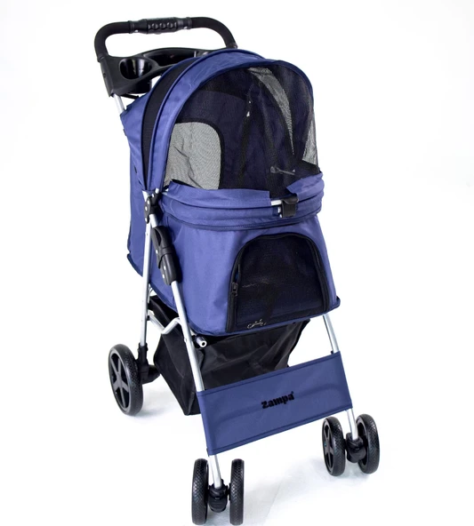 Zampa Favorite Lacivert Kedi Köpek Arabası - Katlanabilir, Süspansiyonlu Tekerlekli, 15 KG - 2