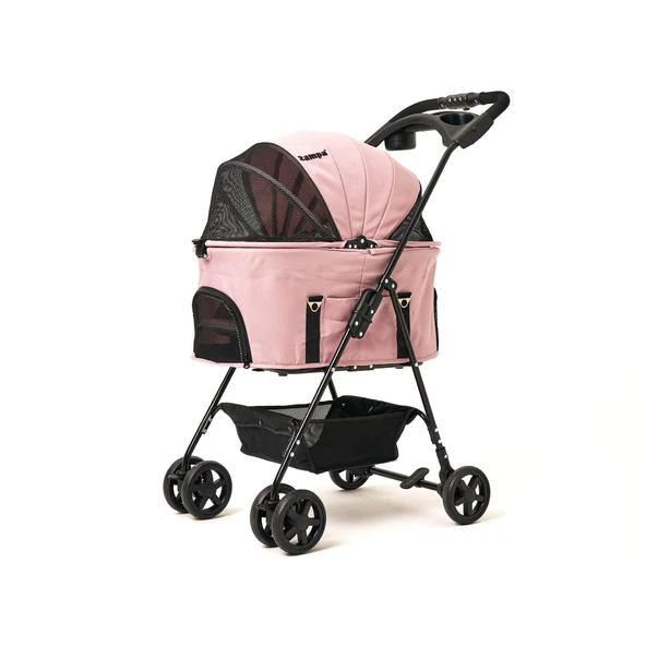 Zampa Norris Pembe Kedi Köpek Arabası - Katlanabilir, Konforlu ve Güvenli Taşıma SP02FL-P